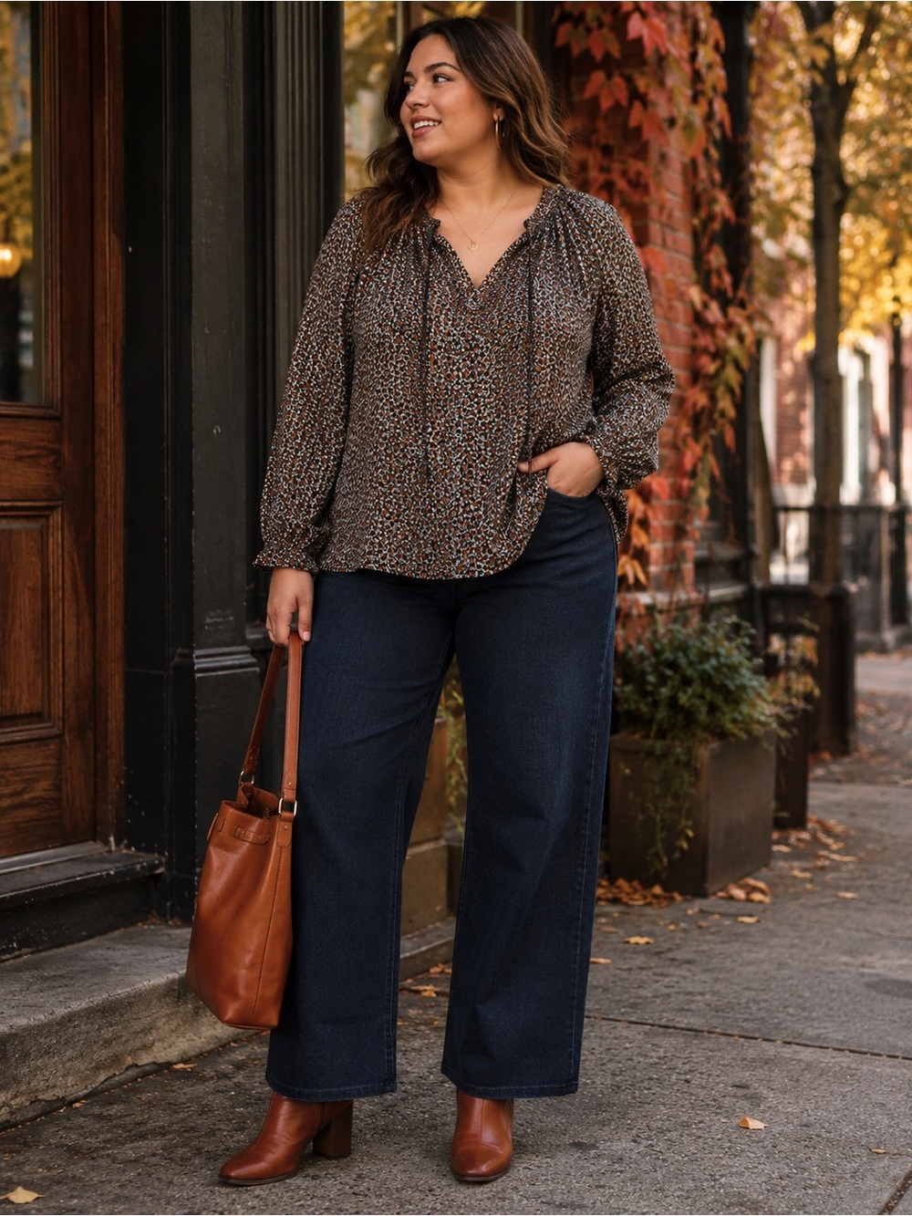 Melrose and Market 2X Black Rust Abstract Print Peasant Blouse Rayon